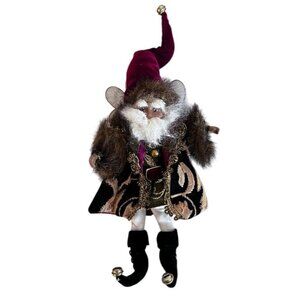Mark Roberts Collection Christmas Elf Velvet & Faux Fur Outfit With Bells 10" Ta